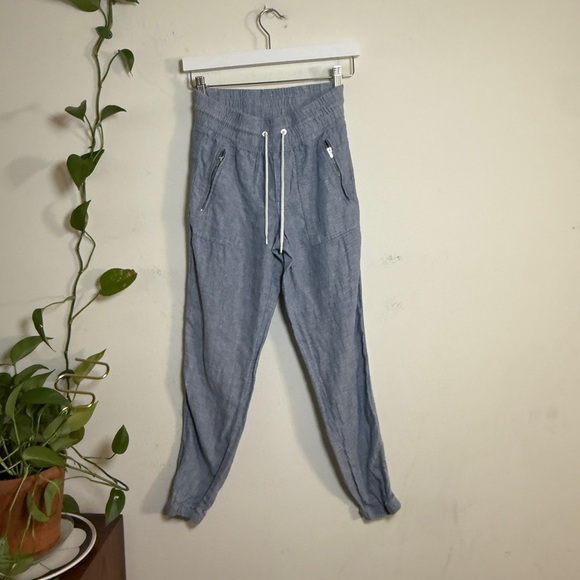 Athleta Cabo Lined Linen Light Blue Joggers - 0 - Picture 2 of 7
